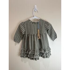 Blu Pony Vintage NWT Sz 3 Green Gingham Dress Little Girls Cottage Core Cotton